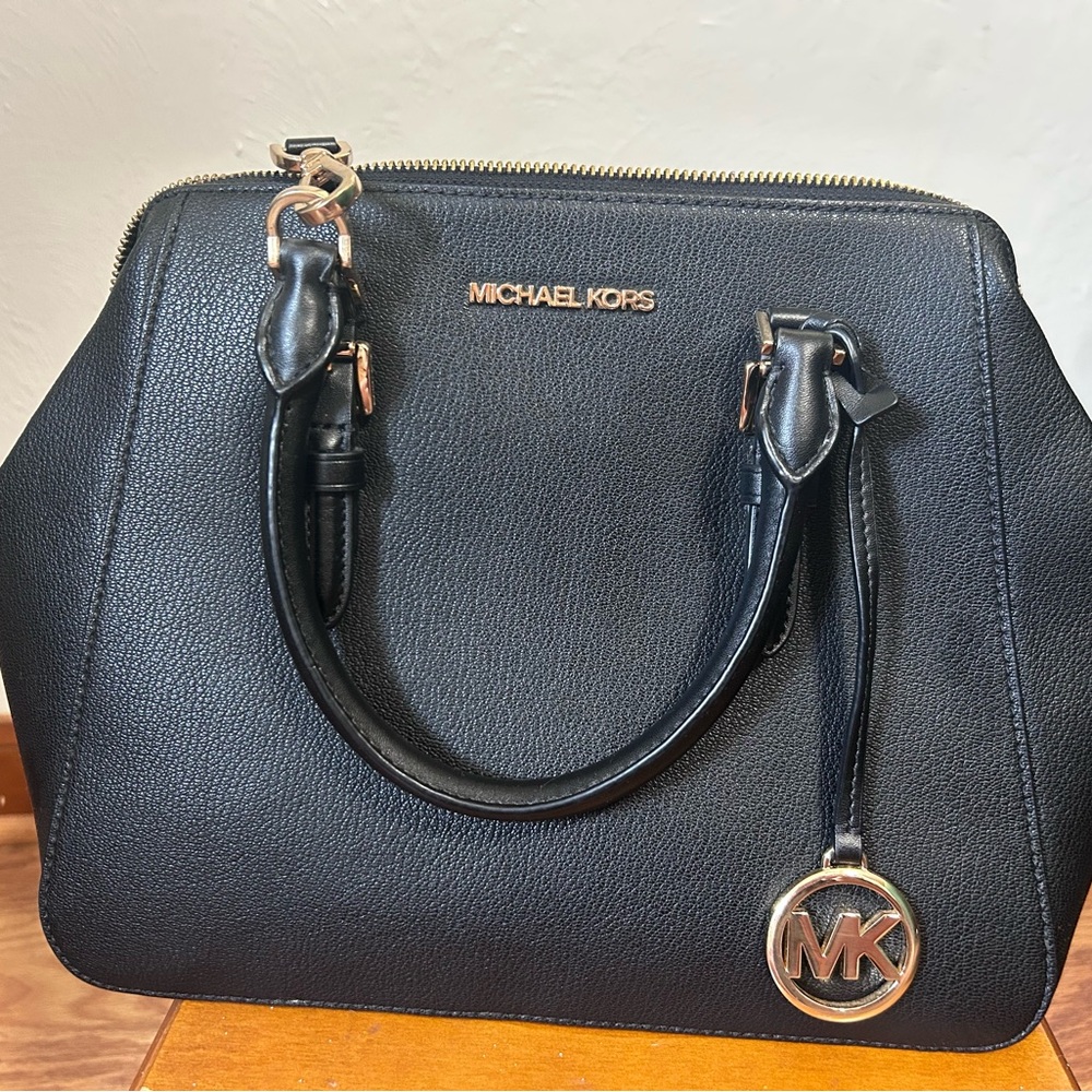 Michael Kors Black Satchel with Gold-Tone Hardware